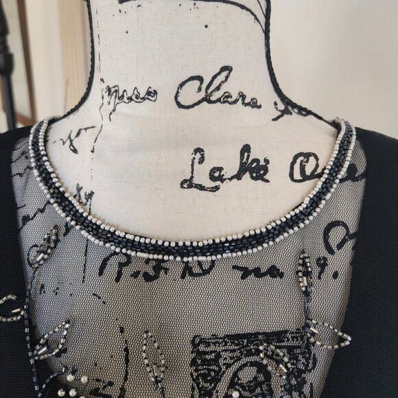 Stenay Vintage Navy Blue Evening Dress with Beaded, Shear Jacket Sz 12 - Picture 5 of 13